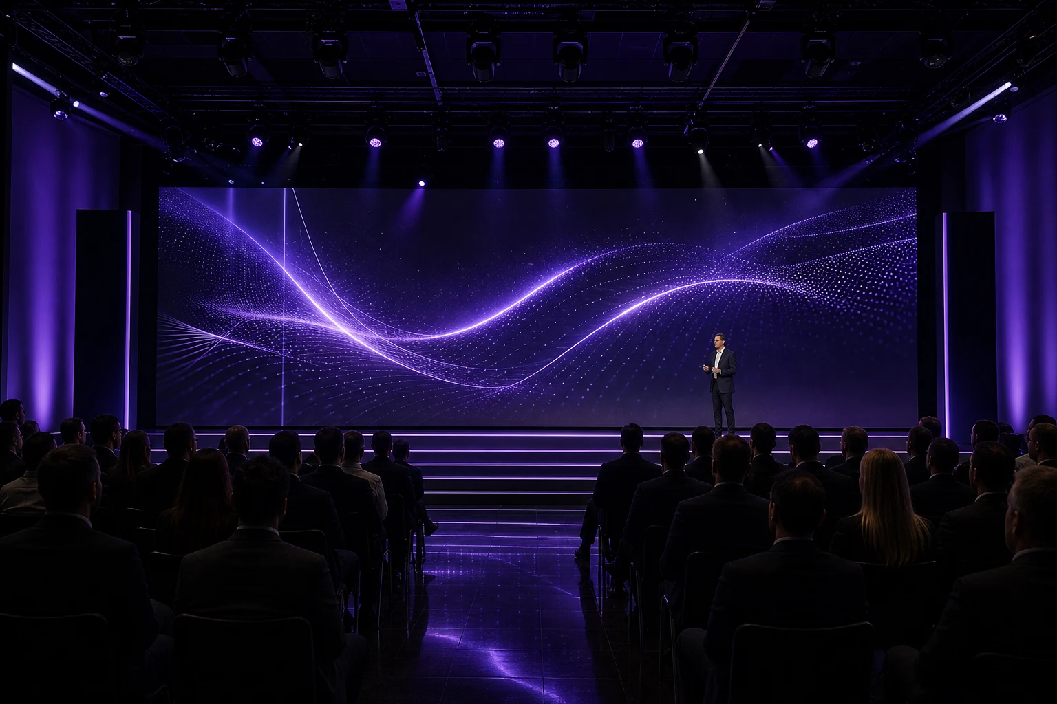 Evento corporativo com painel de LED