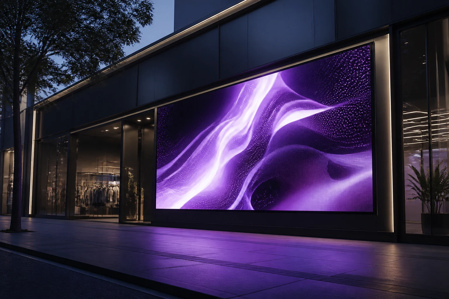 Fachada com painel de LED